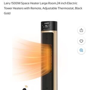 Lairy Black and Gold Electric Tower Heater